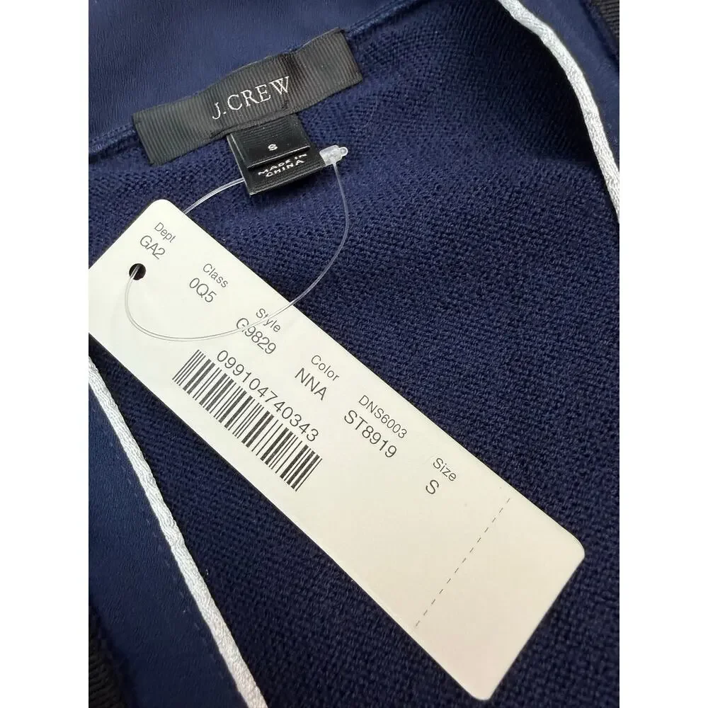 J. Crew Harlow Cardigan Navy Blue Merino Wool Button Front Sweater Size S NWT